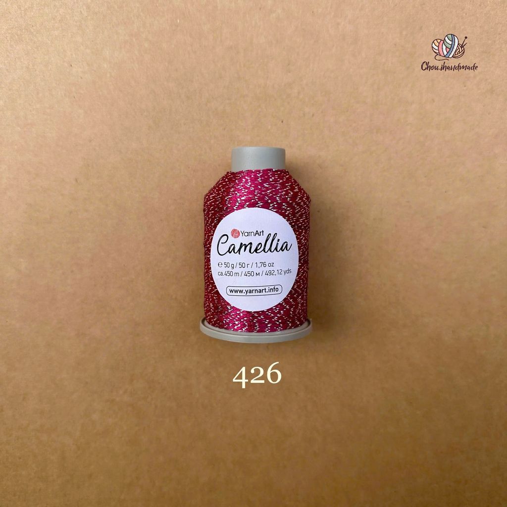 Sợi kim tuyến Camellia New - Yarnart, 50g - 450m, dùng để chập phối, đan móc áo, khăn, nón