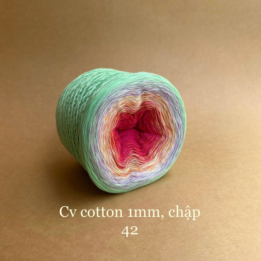 Cầu vồng cotton 1mm, sợi chập đan móc áo, váy, khăn