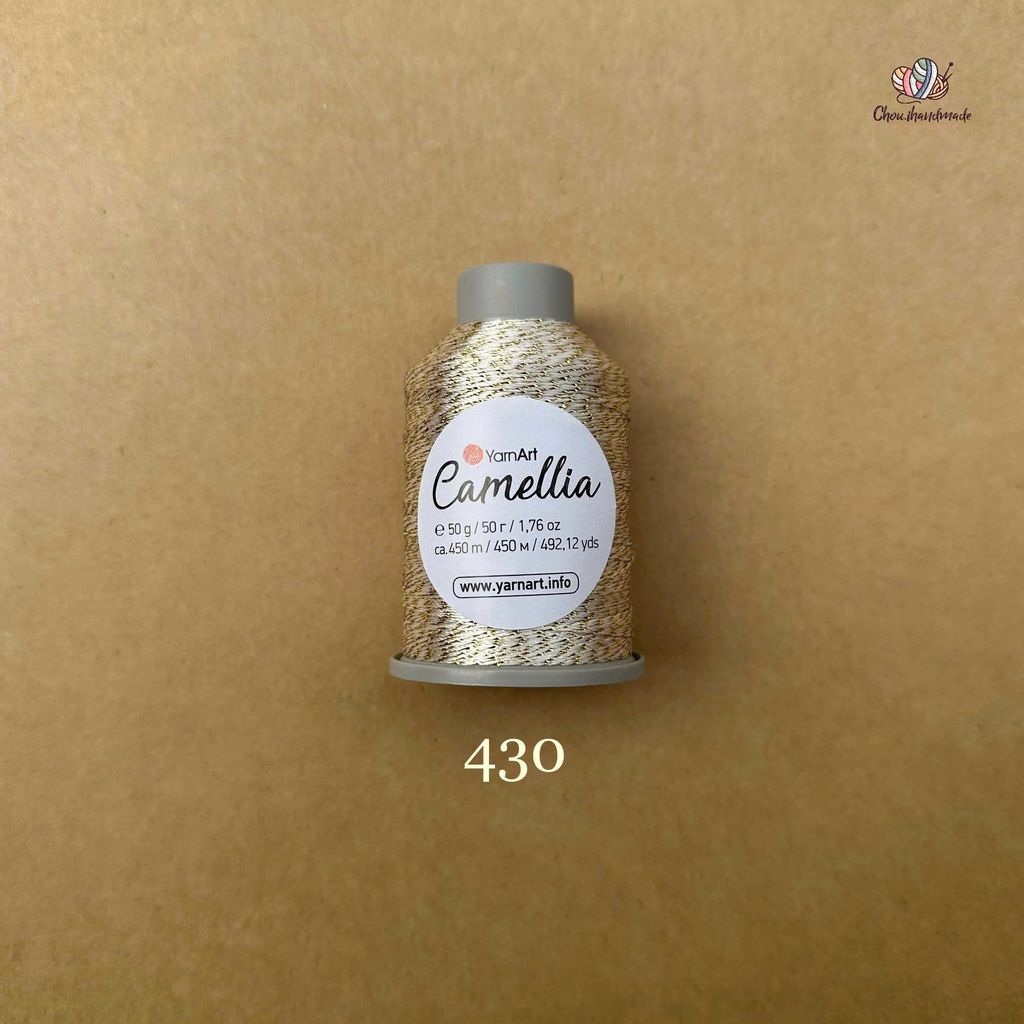 Sợi kim tuyến Camellia New - Yarnart, 50g - 450m, dùng để chập phối, đan móc áo, khăn, nón