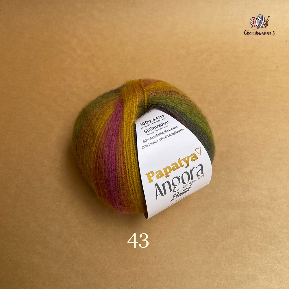 Len loang Angora Batik - Papatya, 100g - 550m, dùng để đan móc