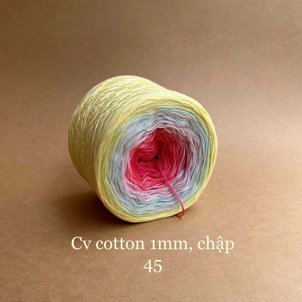 Cầu vồng cotton 1mm, sợi chập đan móc áo, váy, khăn