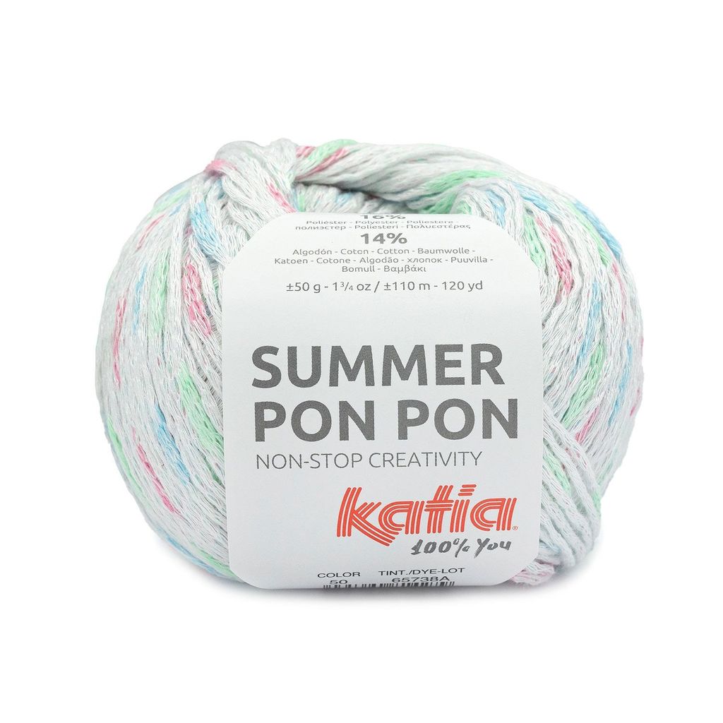 Sợi Summer Pon Pon - Katia, 50g - 110m, dùng để đan móc áo, khăn
