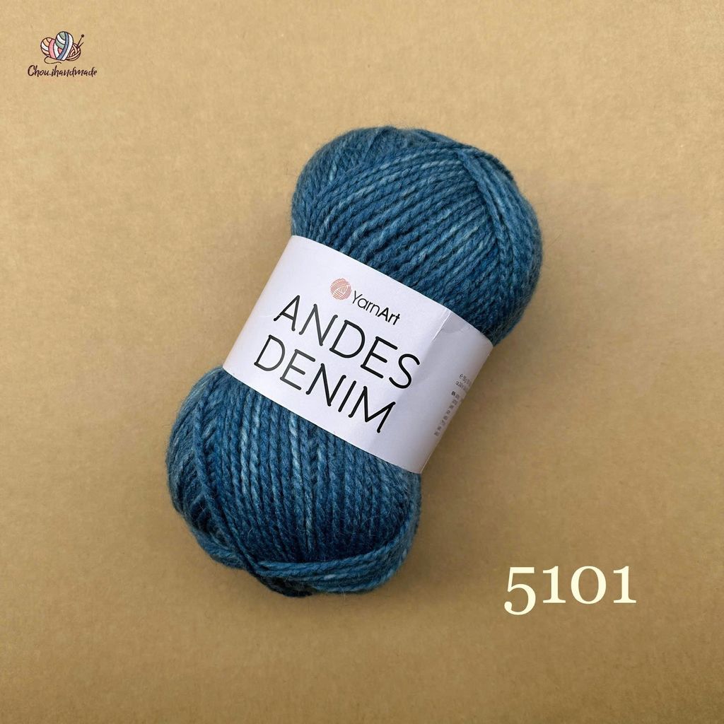 Len Andes Denim - Yarnart, 150g - 240m, đan móc áo, váy, khăn, nón