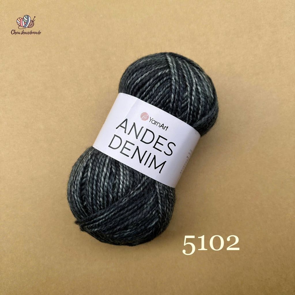 Len Andes Denim - Yarnart, 150g - 240m, đan móc áo, váy, khăn, nón
