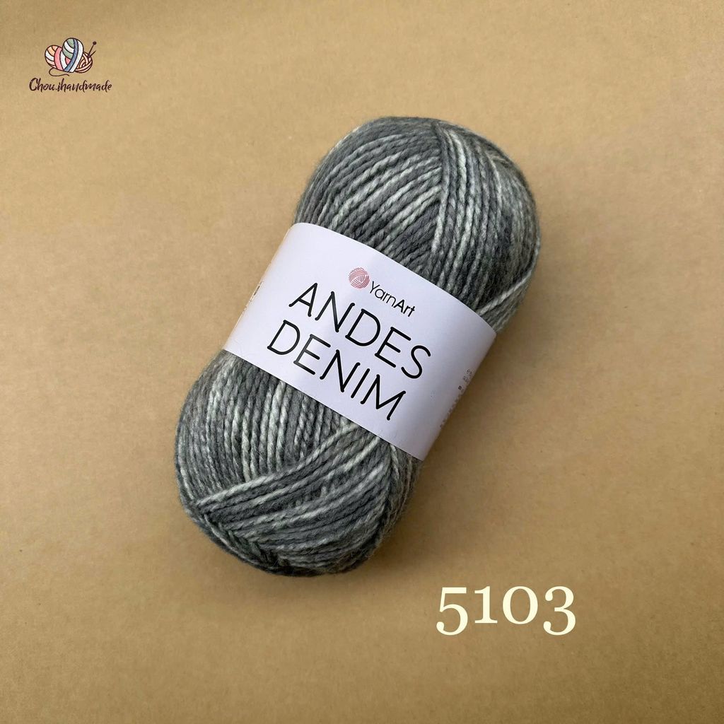 Len Andes Denim - Yarnart, 150g - 240m, đan móc áo, váy, khăn, nón