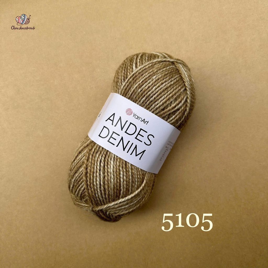Len Andes Denim - Yarnart, 150g - 240m, đan móc áo, váy, khăn, nón