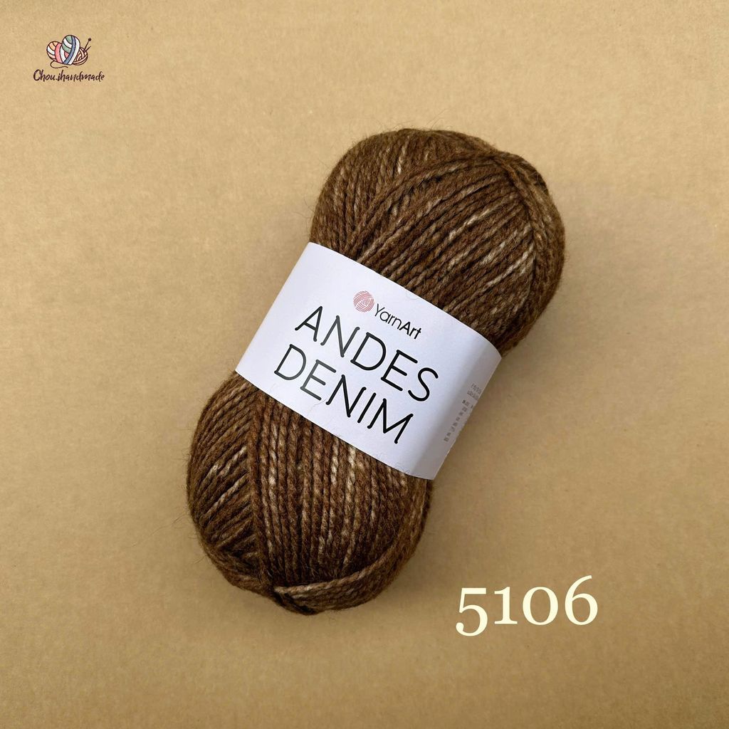 Len Andes Denim - Yarnart, 150g - 240m, đan móc áo, váy, khăn, nón