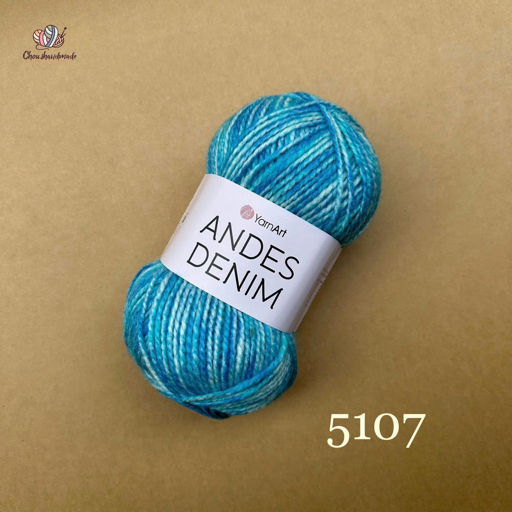 Len Andes Denim - Yarnart, 150g - 240m, đan móc áo, váy, khăn, nón