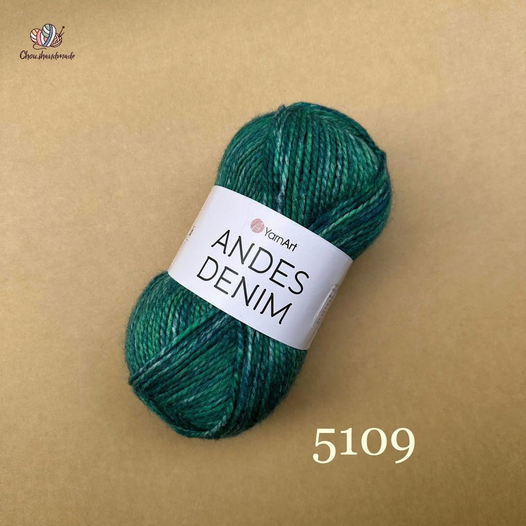 Len Andes Denim - Yarnart, 150g - 240m, đan móc áo, váy, khăn, nón