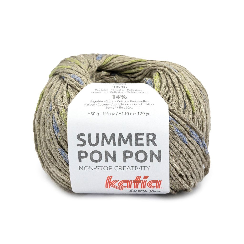Sợi Summer Pon Pon - Katia, 50g - 110m, dùng để đan móc áo, khăn