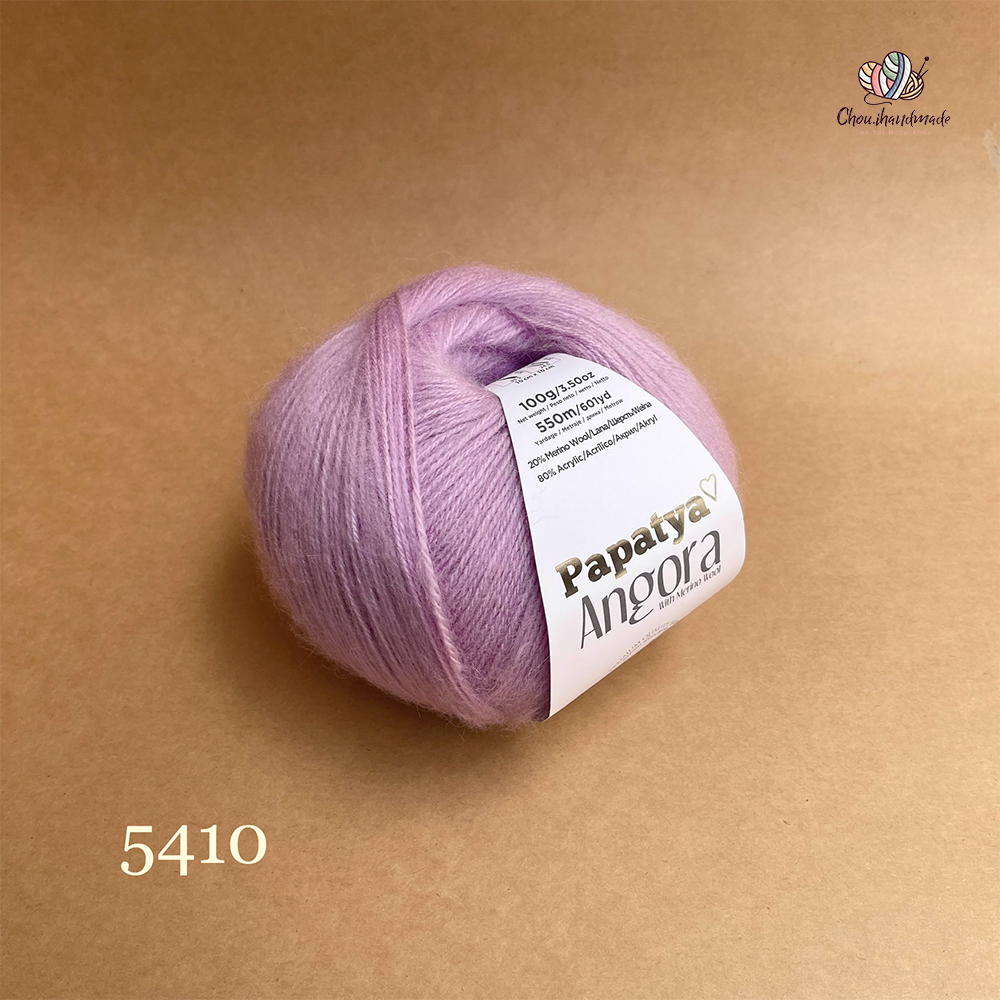 Len lông cừu Angora - Papatya, 100g - 550m, dùng để đan móc