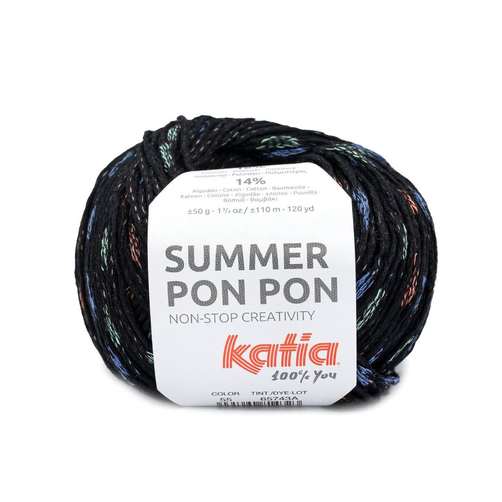 Sợi Summer Pon Pon - Katia, 50g - 110m, dùng để đan móc áo, khăn