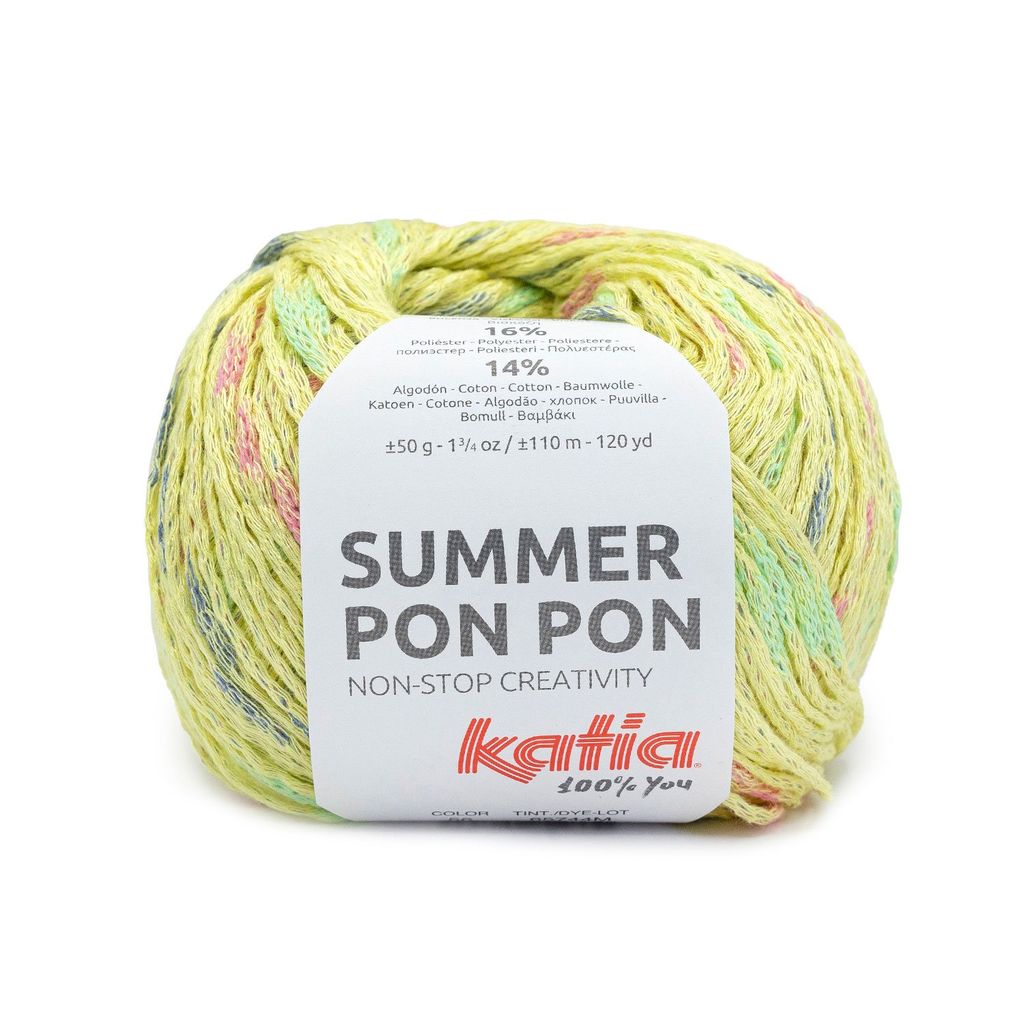 Sợi Summer Pon Pon - Katia, 50g - 110m, dùng để đan móc áo, khăn