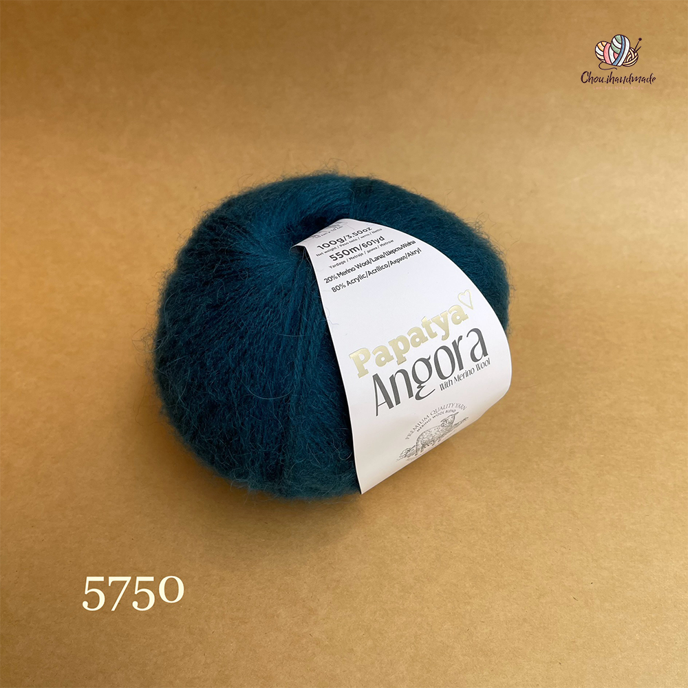 Len lông cừu Angora - Papatya, 100g - 550m, dùng để đan móc