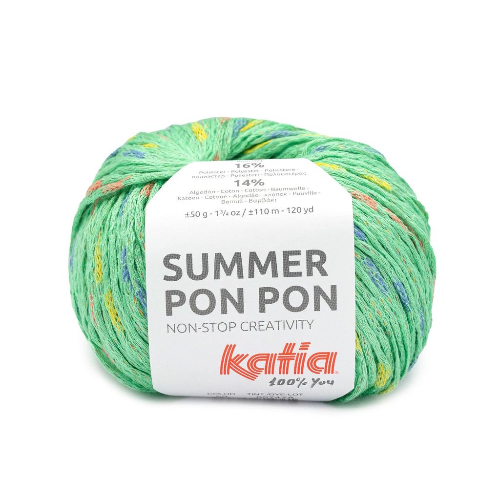 Sợi Summer Pon Pon - Katia, 50g - 110m, dùng để đan móc áo, khăn