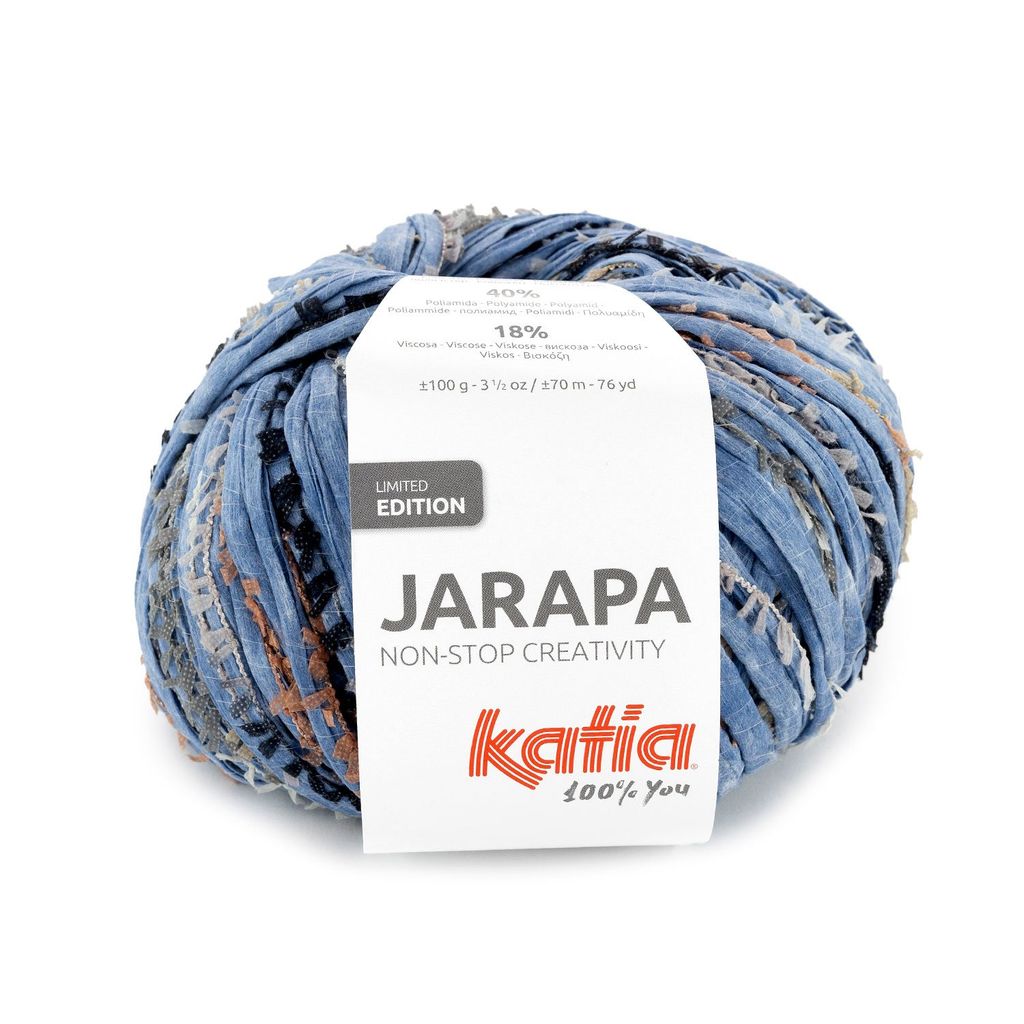 Sợi Jarapa - Katia, 100g - 70m, dùng để đan móc túi, giỏ, vỏ gối, ví