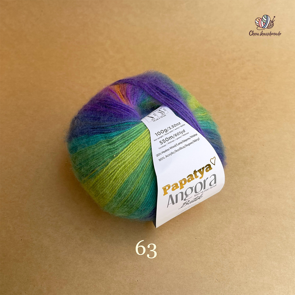 Len loang Angora Batik - Papatya, 100g - 550m, dùng để đan móc
