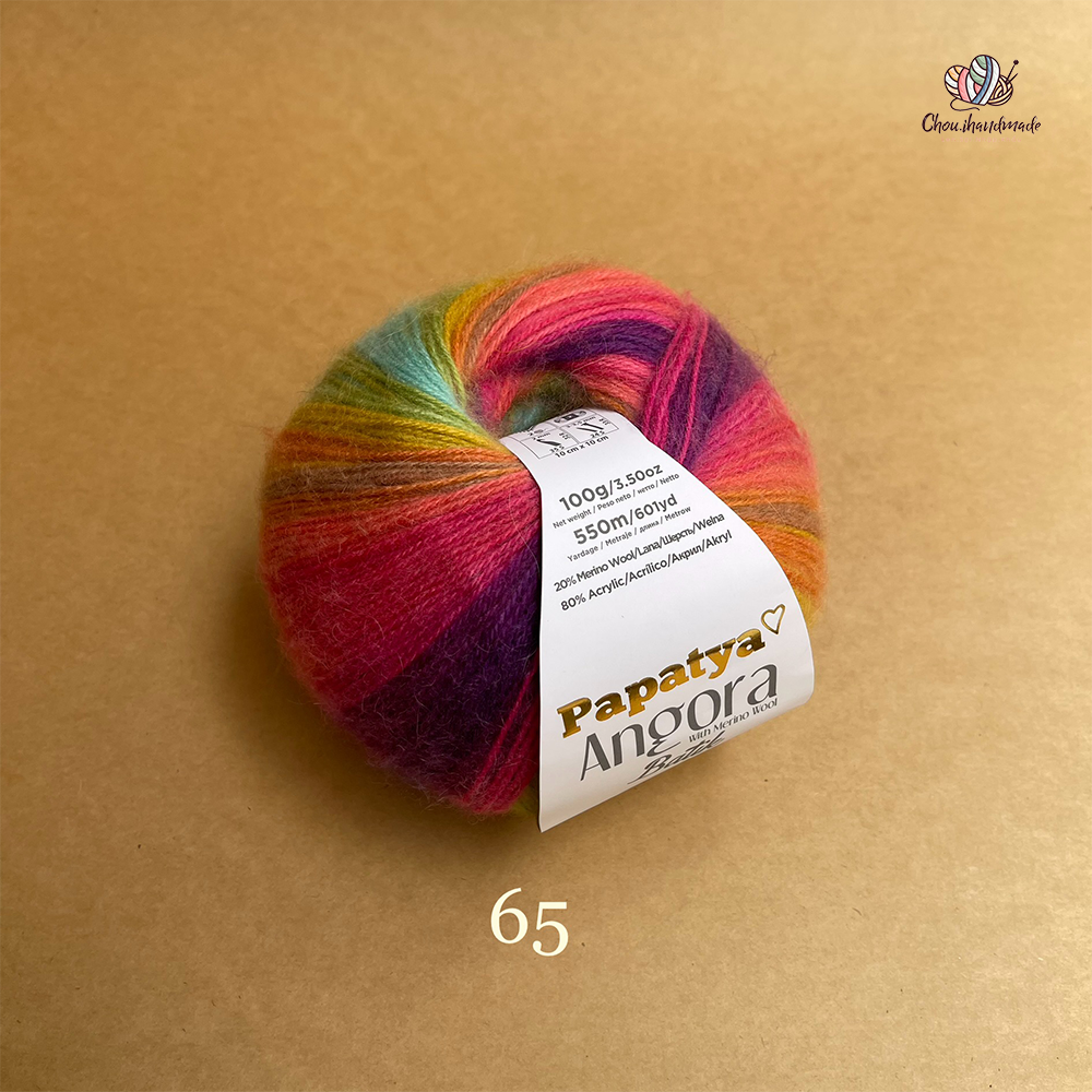 Len loang Angora Batik - Papatya, 100g - 550m, dùng để đan móc