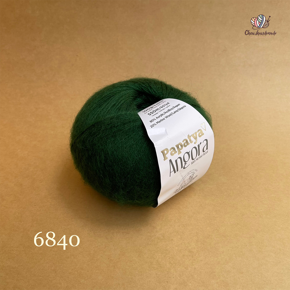 Len lông cừu Angora - Papatya, 100g - 550m, dùng để đan móc
