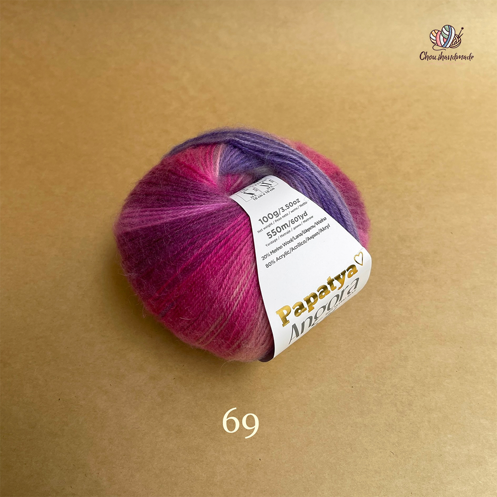 Len loang Angora Batik - Papatya, 100g - 550m, dùng để đan móc