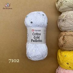 Sợi Cotton Gold Paillettes - Yarnart, 50g-140m, đan móc áo, váy, khăn
