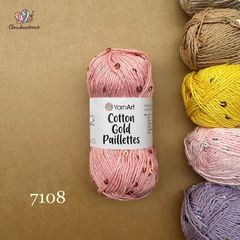 Sợi Cotton Gold Paillettes - Yarnart, 50g-140m, đan móc áo, váy, khăn