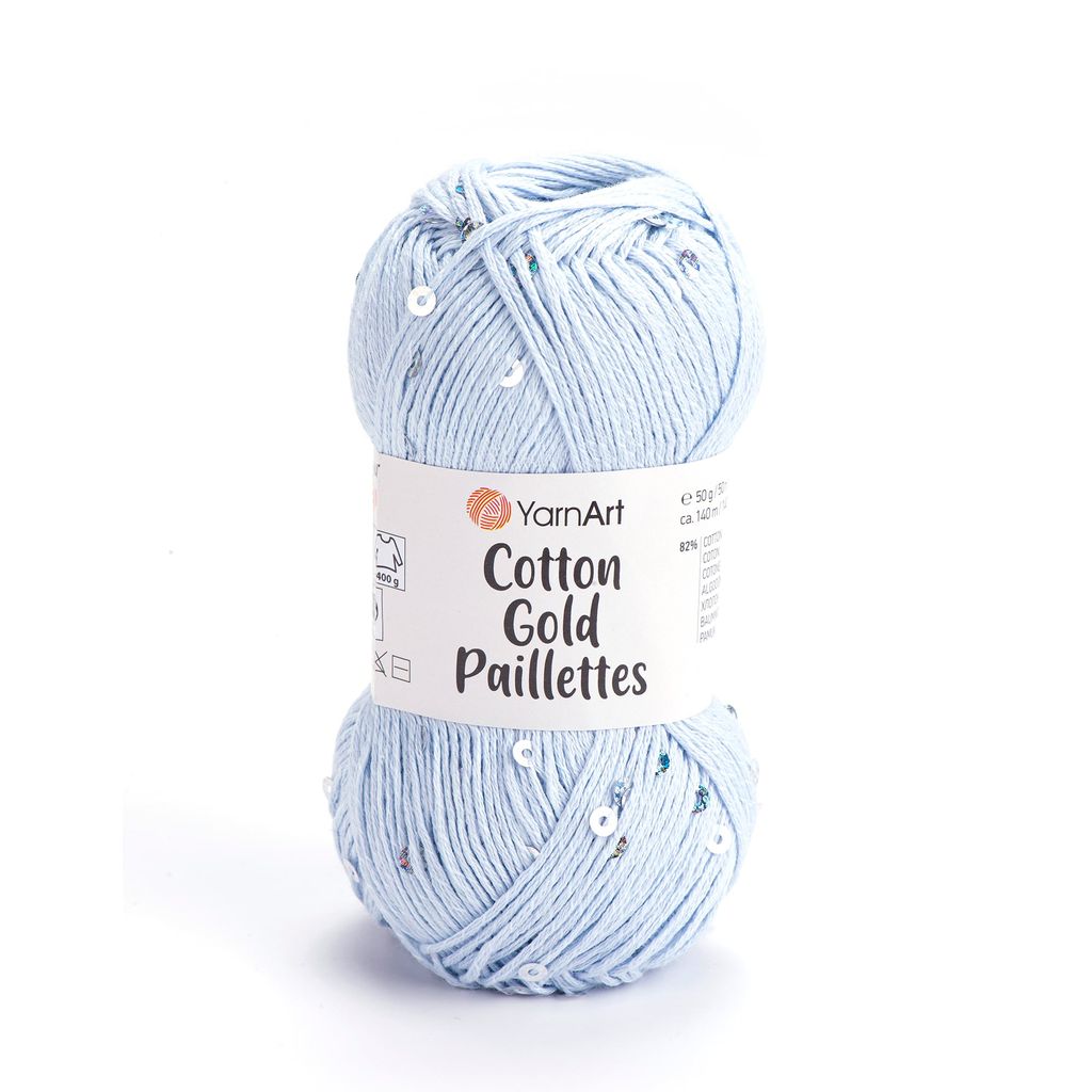 Sợi Cotton Gold Paillettes - Yarnart, 50g-140m, đan móc áo, váy, khăn