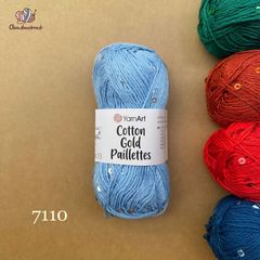 Sợi Cotton Gold Paillettes - Yarnart, 50g-140m, đan móc áo, váy, khăn