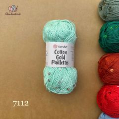 Sợi Cotton Gold Paillettes - Yarnart, 50g-140m, đan móc áo, váy, khăn