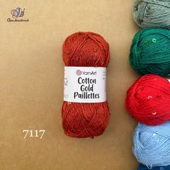 Sợi Cotton Gold Paillettes - Yarnart, 50g-140m, đan móc áo, váy, khăn
