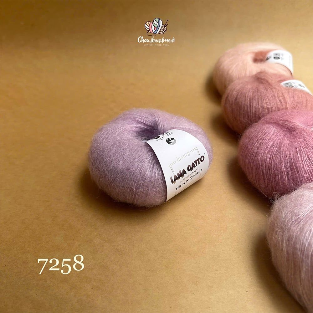 Len Silk Mohair - Lana Gatto, 25g - 212m, dùng để đan móc