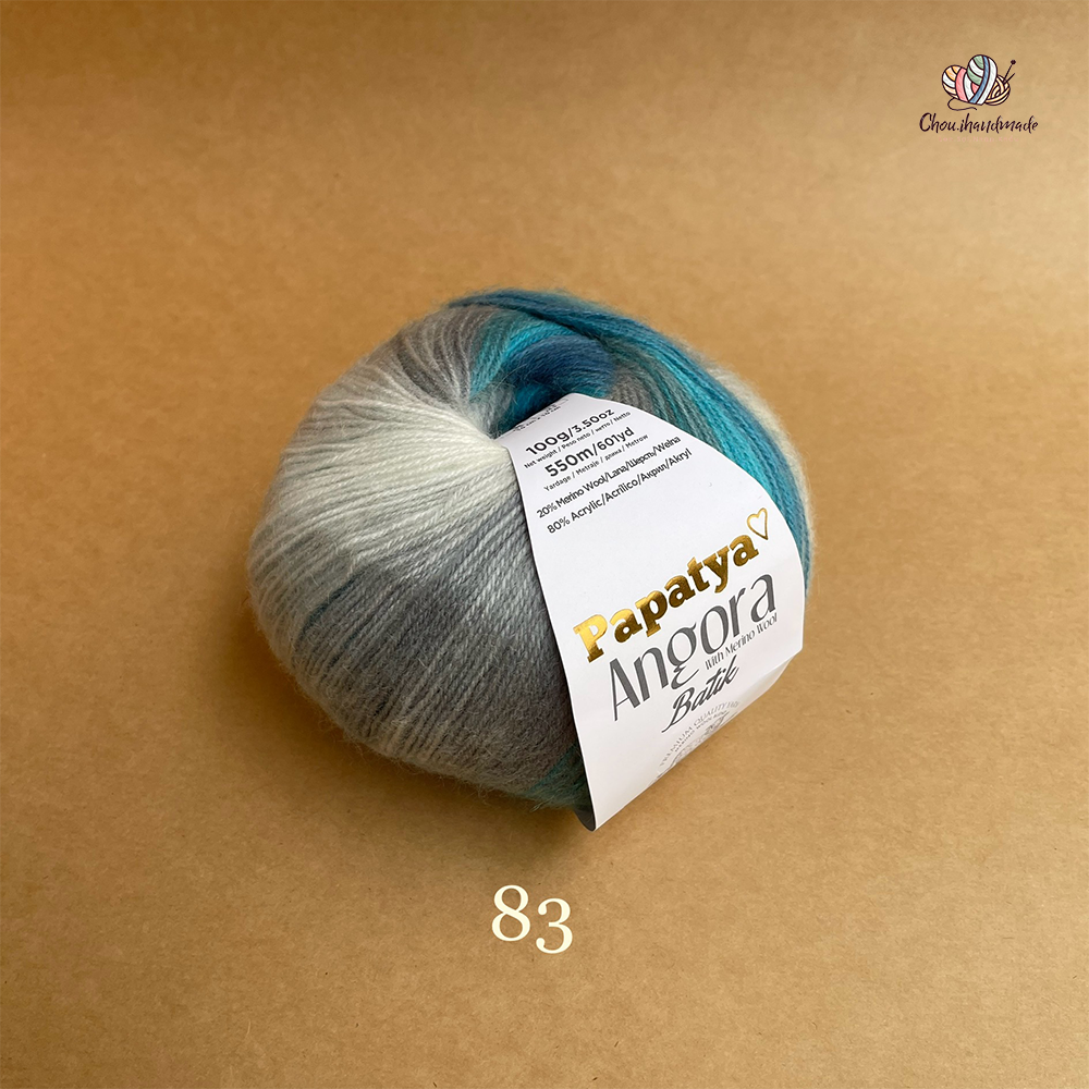 Len loang Angora Batik - Papatya, 100g - 550m, dùng để đan móc