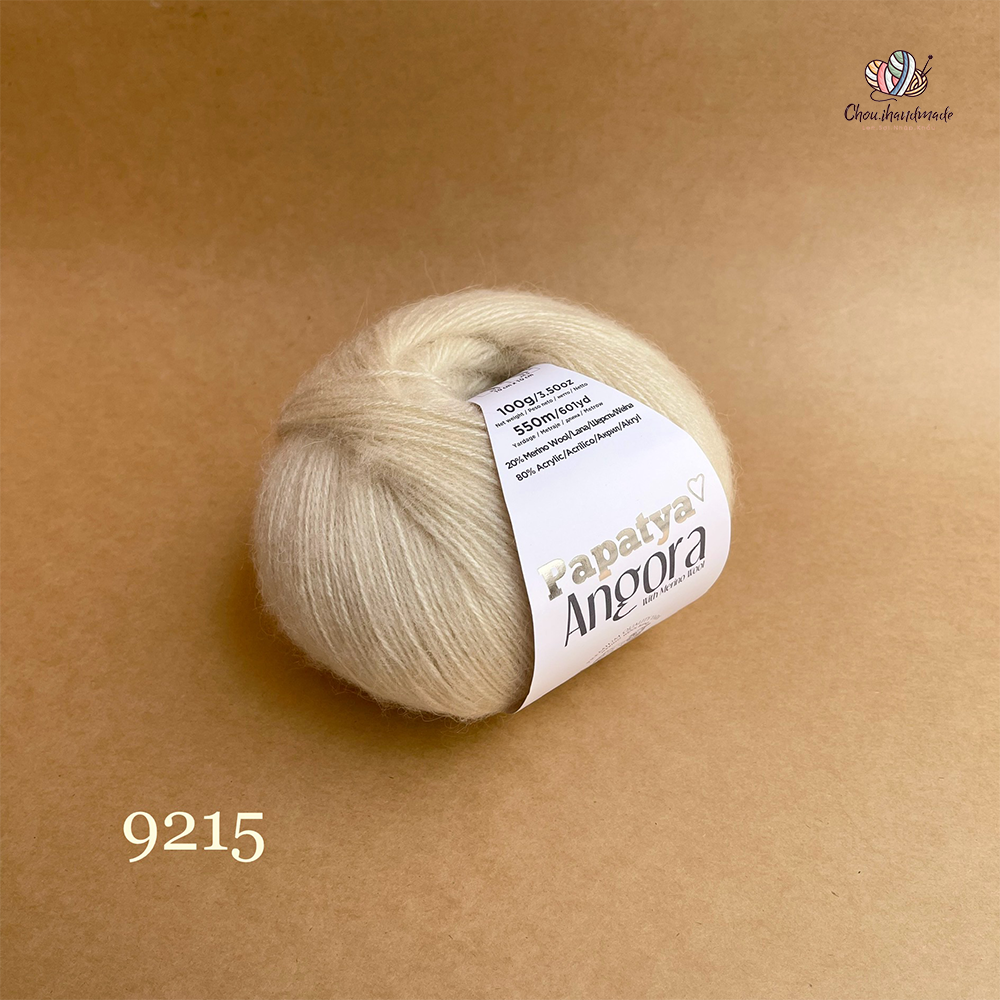 Len lông cừu Angora - Papatya, 100g - 550m, dùng để đan móc