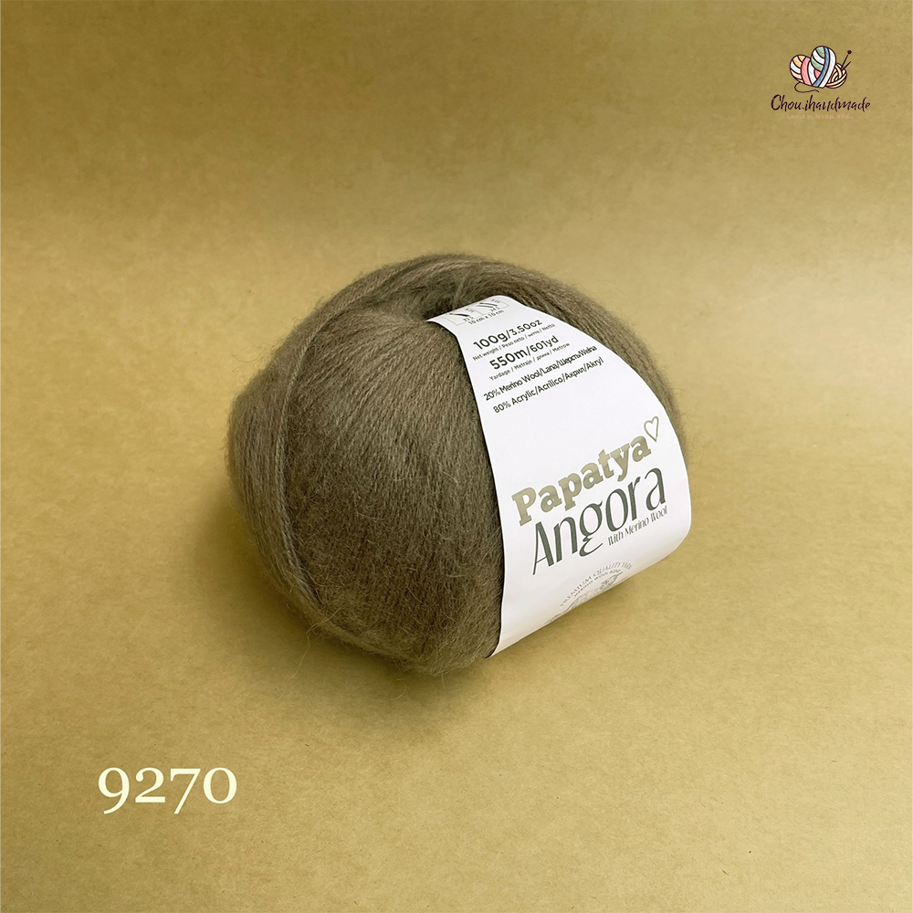 Len lông cừu Angora - Papatya, 100g - 550m, dùng để đan móc