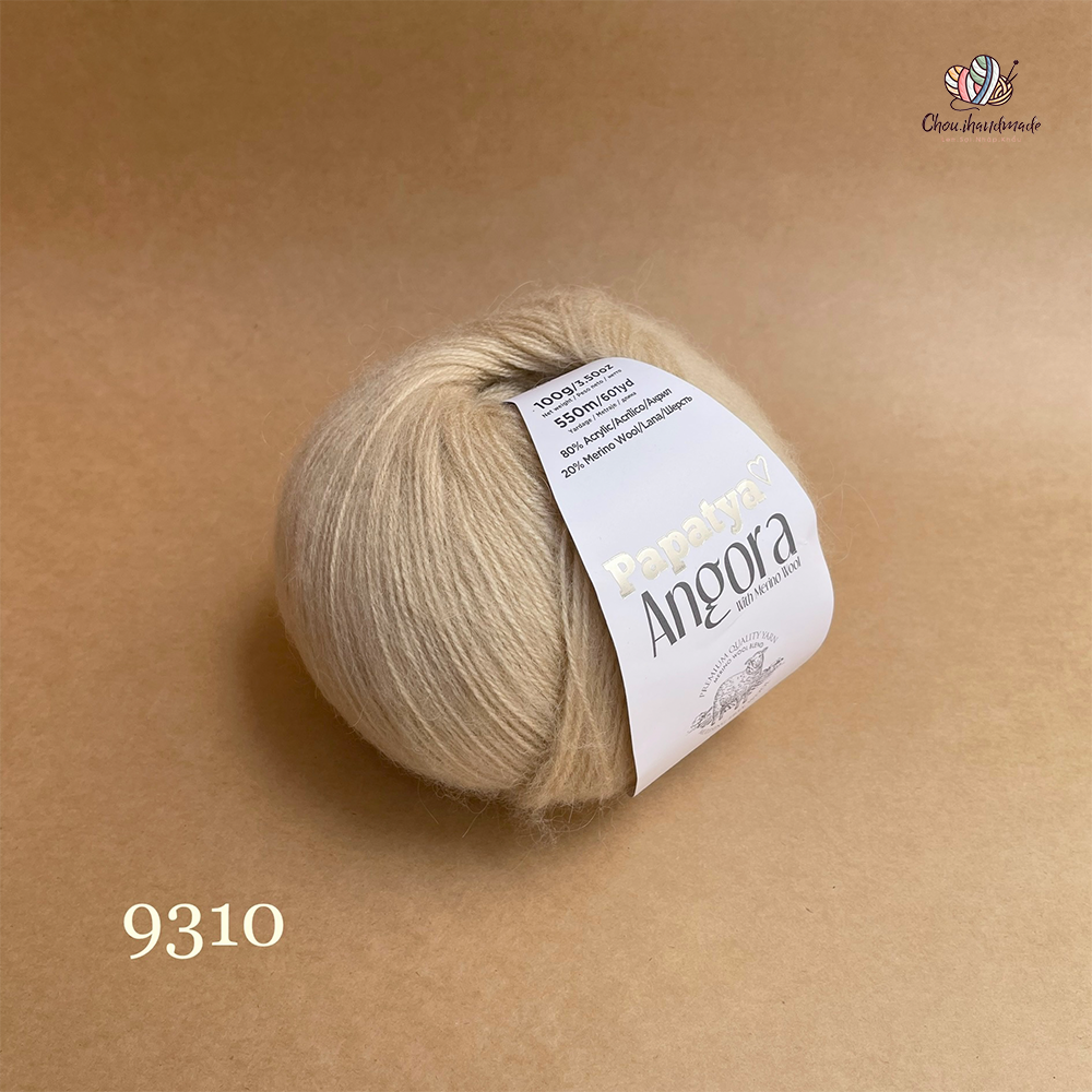 Len lông cừu Angora - Papatya, 100g - 550m, dùng để đan móc