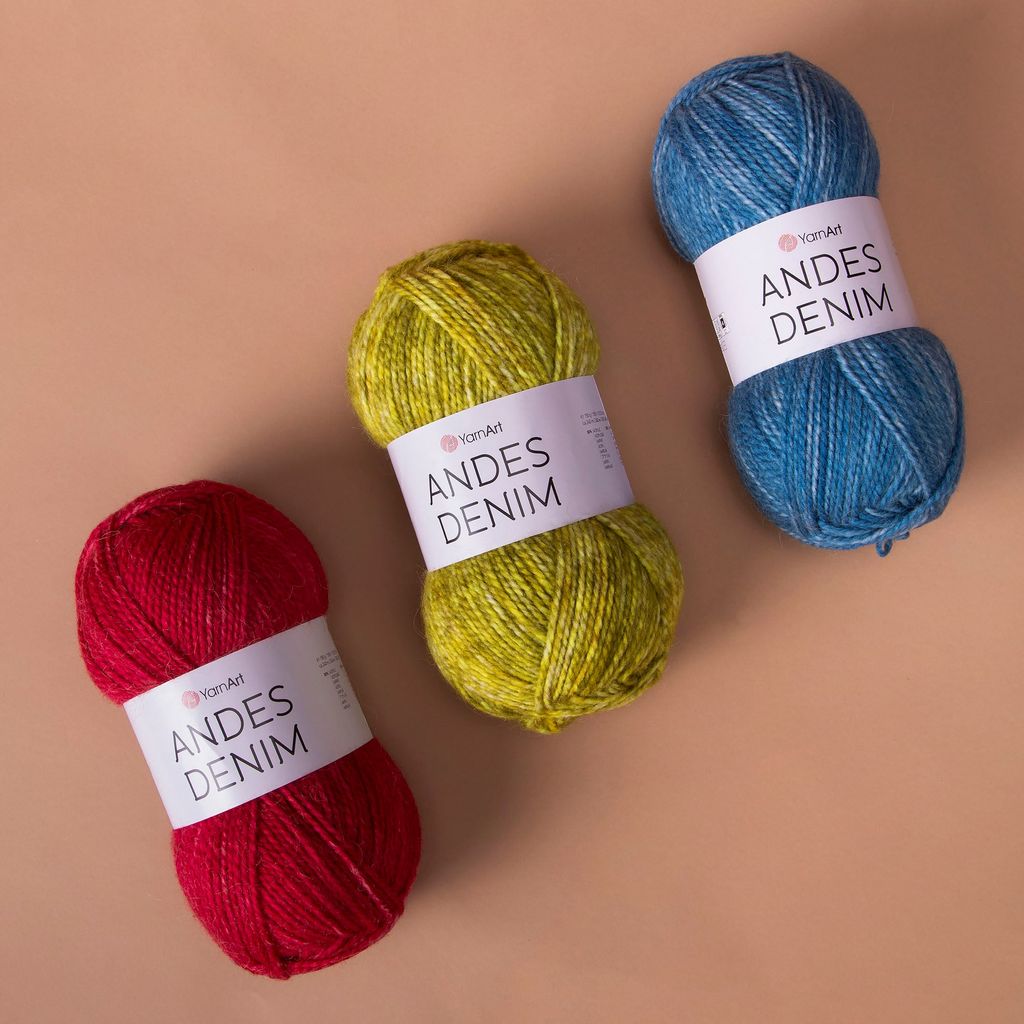 Len Andes Denim - Yarnart, 150g - 240m, đan móc áo, váy, khăn, nón