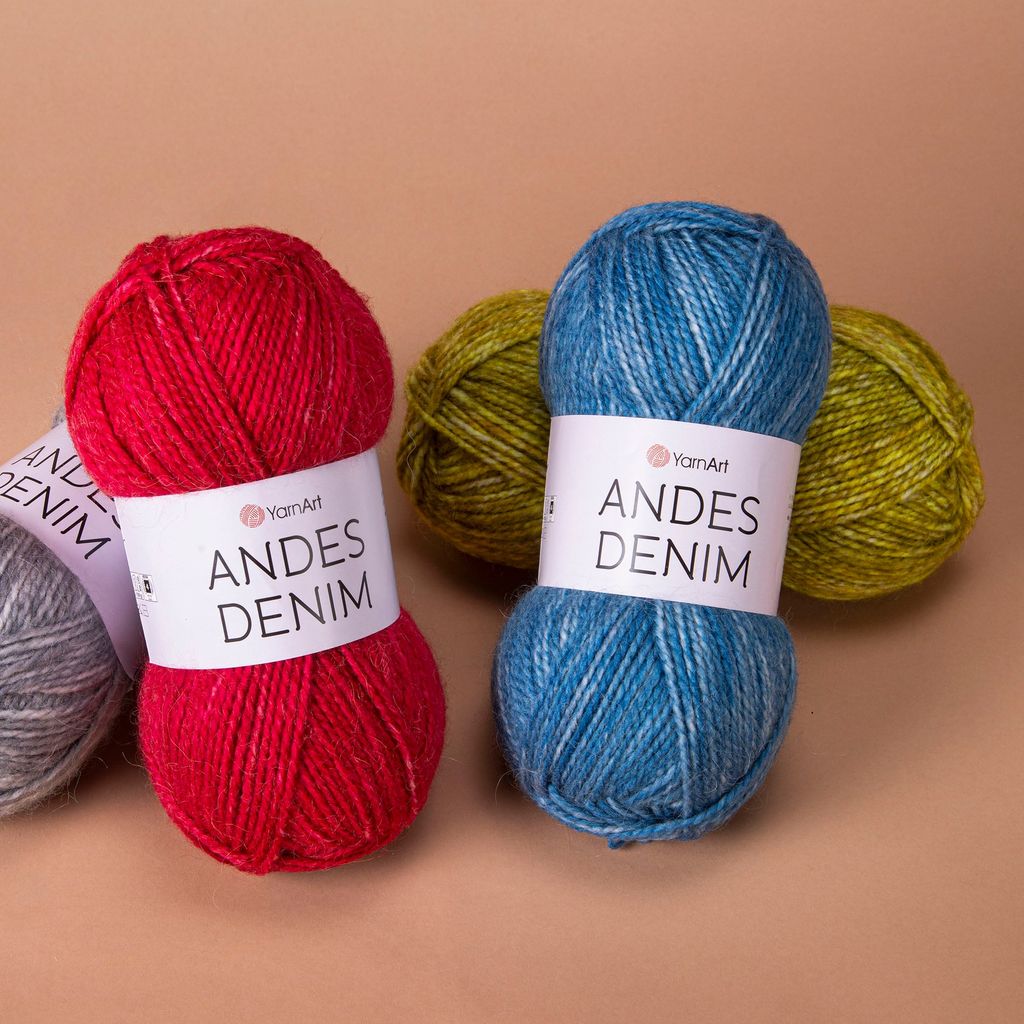 Len Andes Denim - Yarnart, 150g - 240m, đan móc áo, váy, khăn, nón