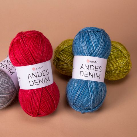 Len Andes Denim - Yarnart, 150g - 240m, đan móc áo, váy, khăn, nón