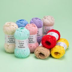 Sợi Cotton Gold Paillettes - Yarnart, 50g-140m, đan móc áo, váy, khăn