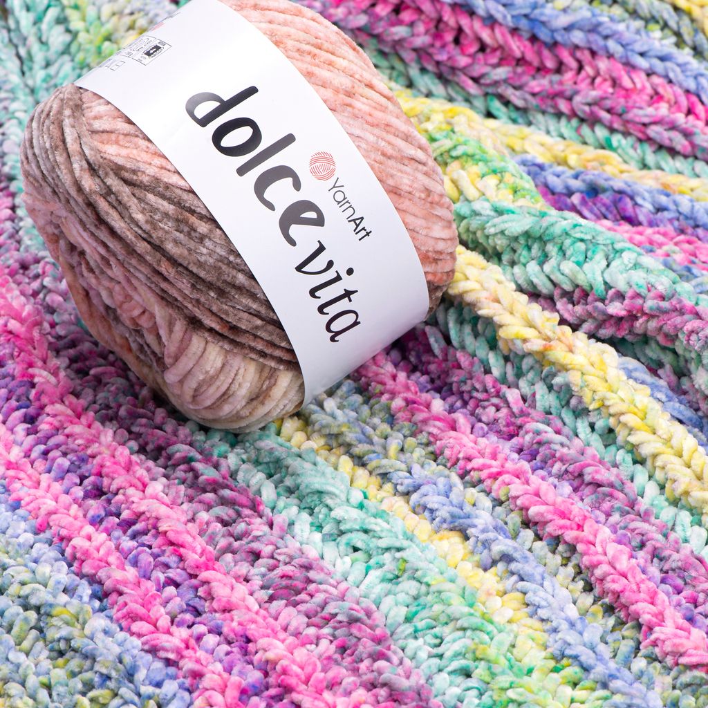 Len nhung Dolce Vita - Yarnart, 150g -260m, dùng để đan móc áo, khăn, nón, thú