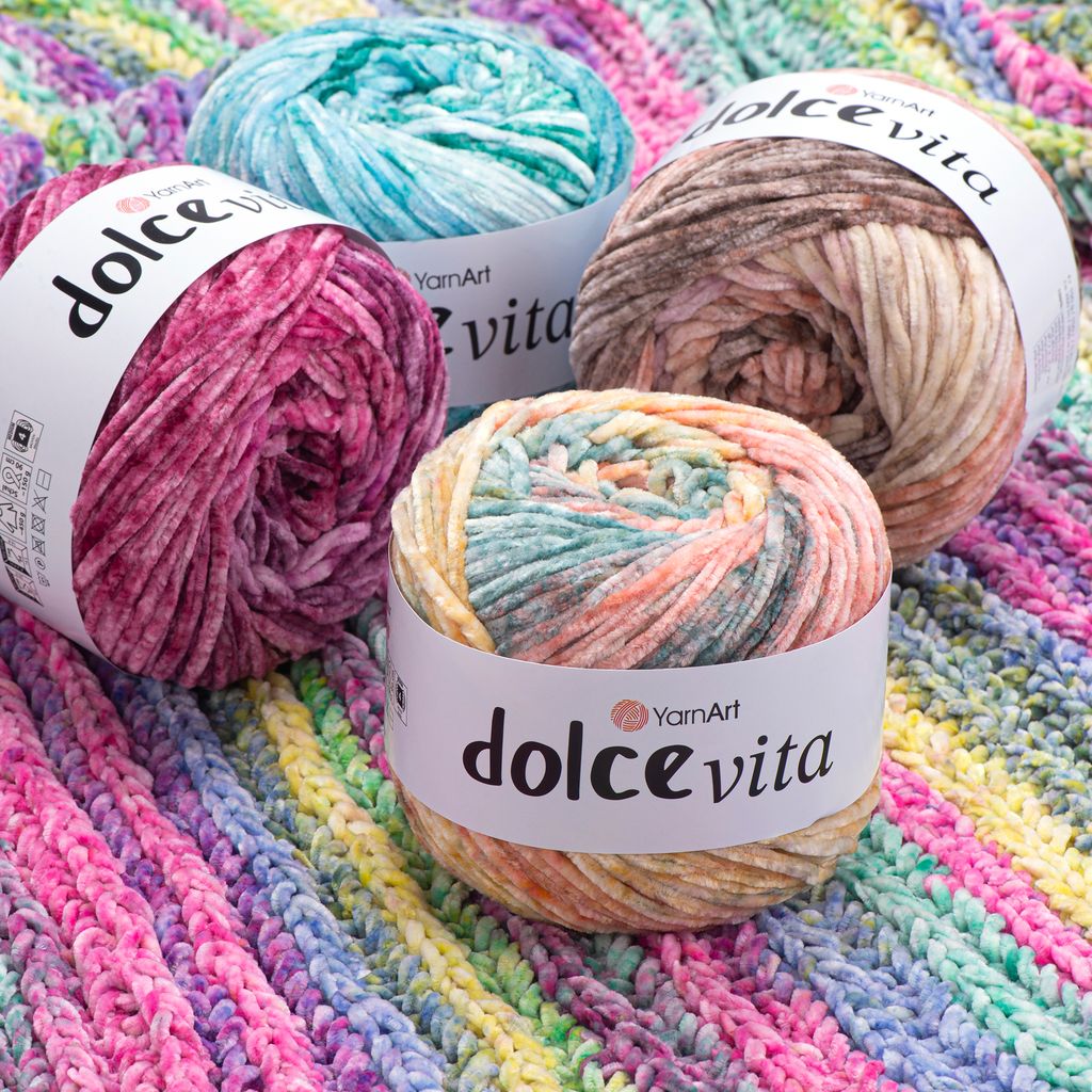 Len nhung Dolce Vita - Yarnart, 150g -260m, dùng để đan móc áo, khăn, nón, thú