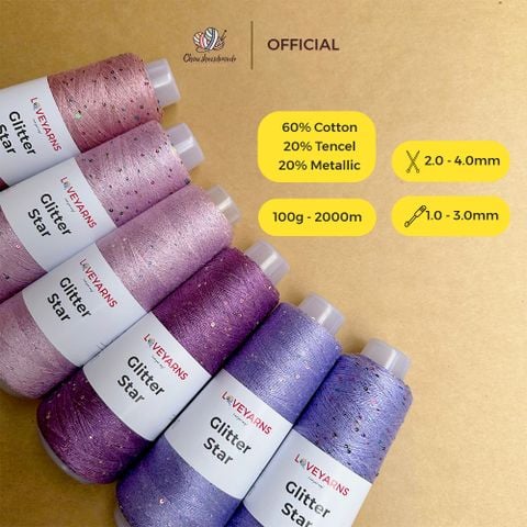 Sợi lấp lánh Glitter Star - Loveyarns dùng để đan móc