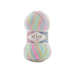 Len chống xù Happy Baby New Multi Colors - Alize Yarns, 100g - 320m, dùng để đan móc áo, váy, khăn