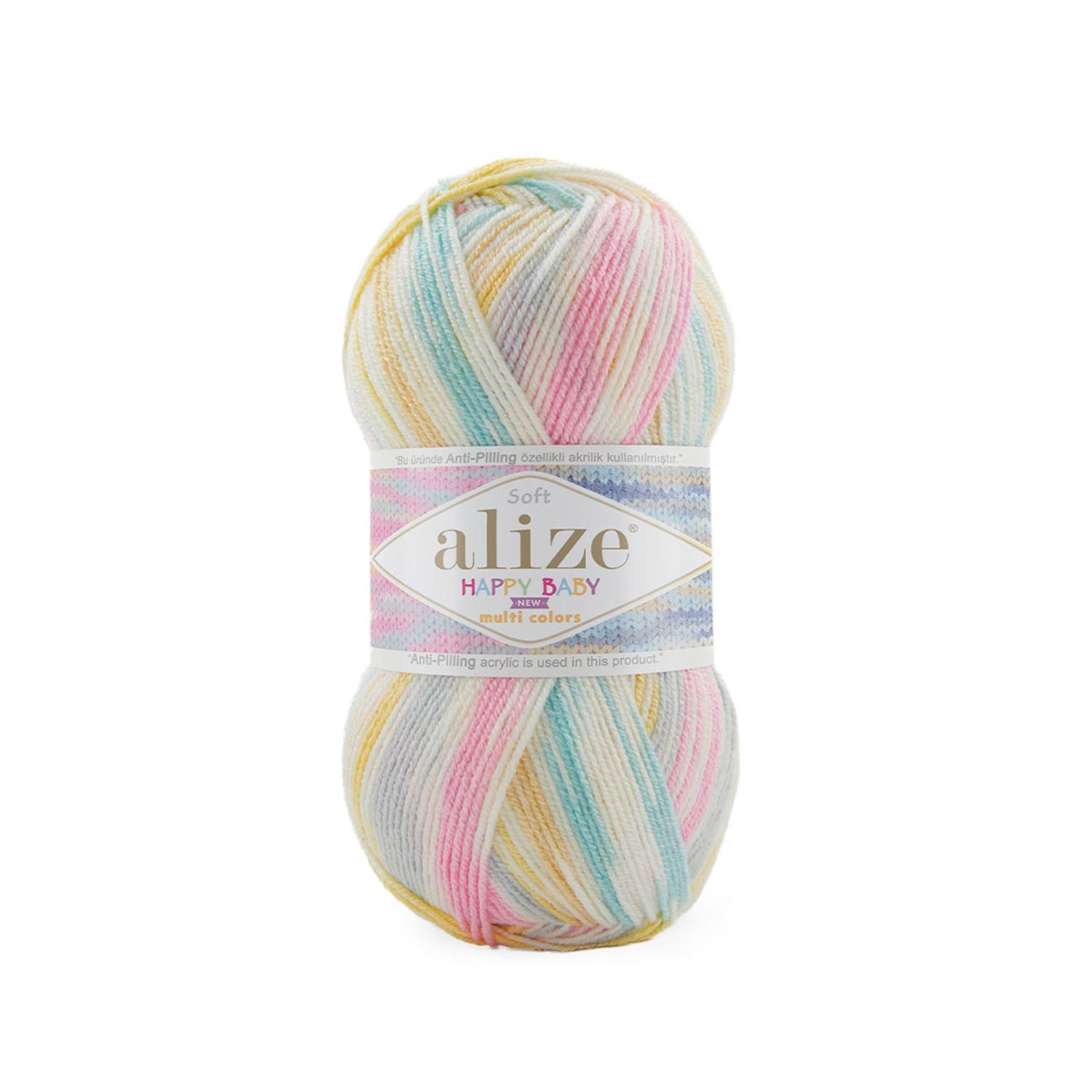 Len chống xù Happy Baby New Multi Colors - Alize Yarns, 100g - 320m, dùng để đan móc áo, váy, khăn