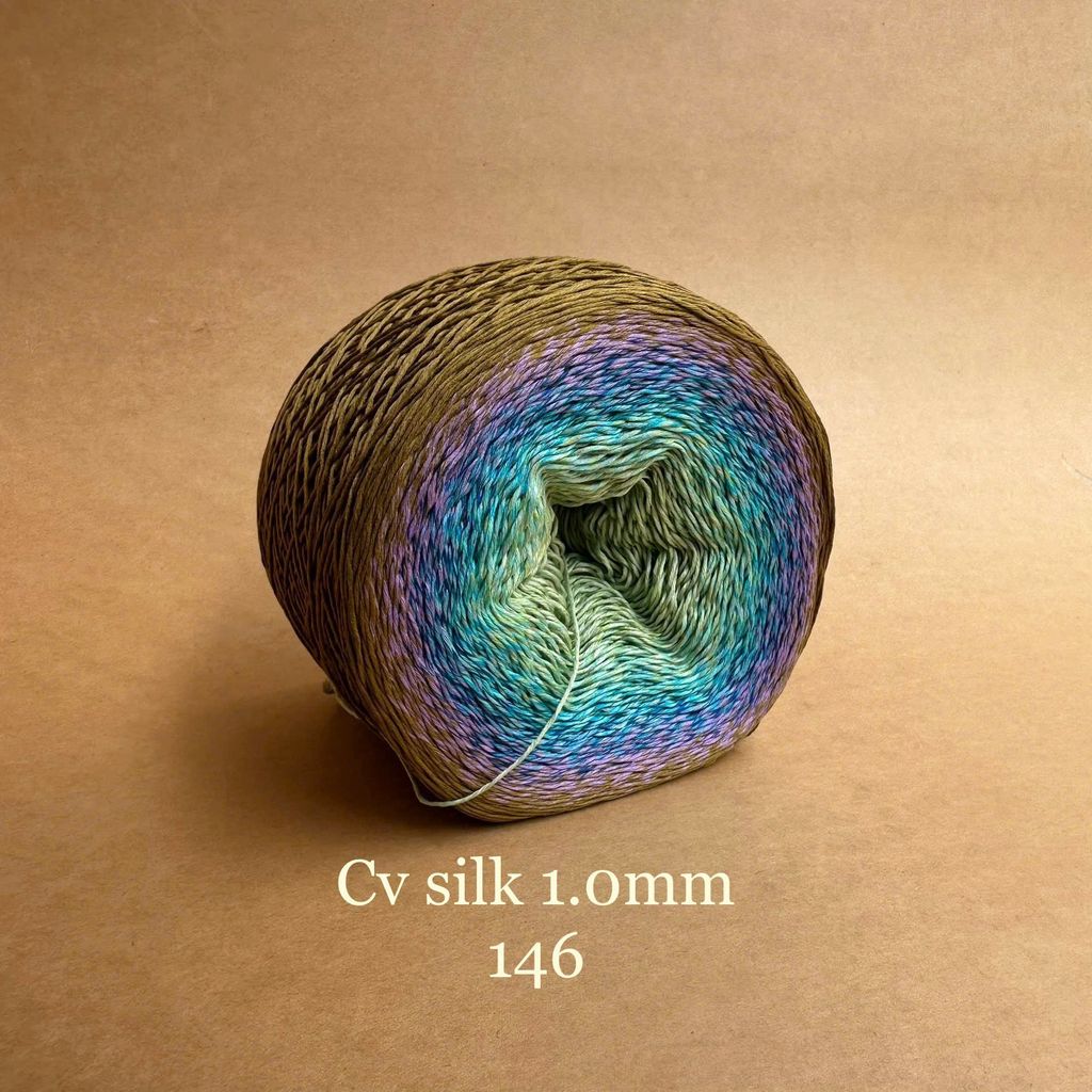 Cầu vồng sợi Silk, cỡ 1.0mm, 300g, dòng bánh, đan móc áo, váy, khăn