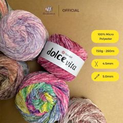 Len nhung Dolce Vita - Yarnart, 150g -260m, dùng để đan móc áo, khăn, nón, thú