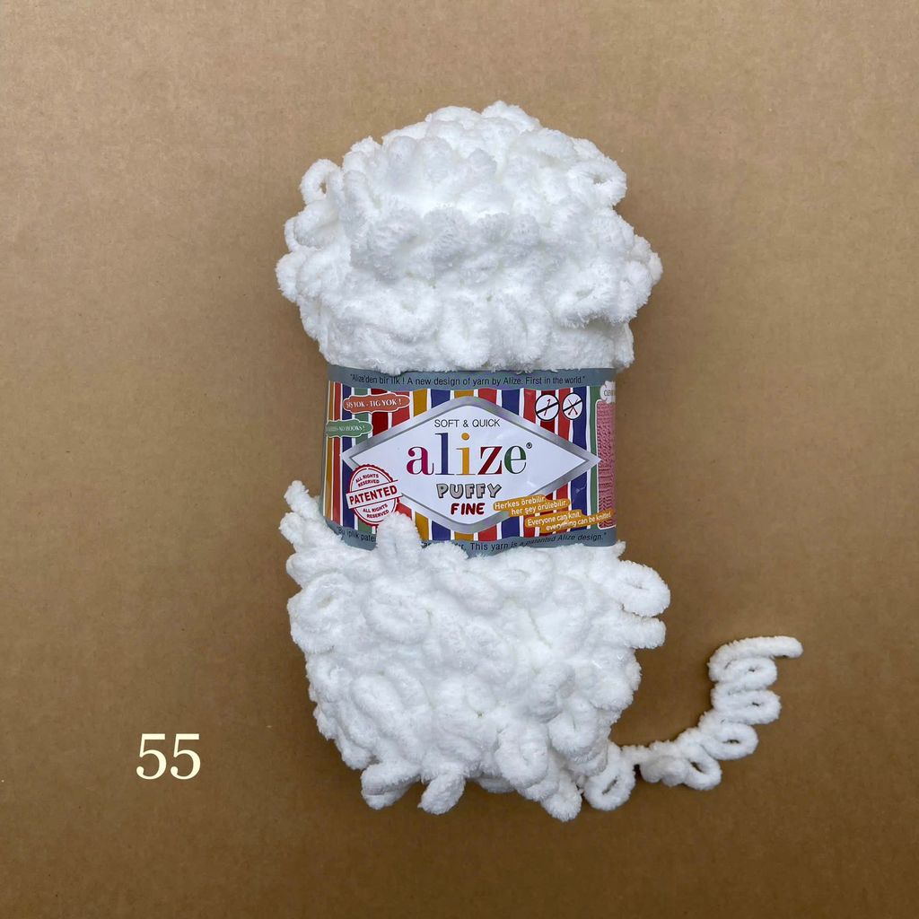 Cuộn len tết bằng tay Puffy Fine hãng Alize Yarns tết áo, khăn, vỏ gối, chăn, thảm, túi