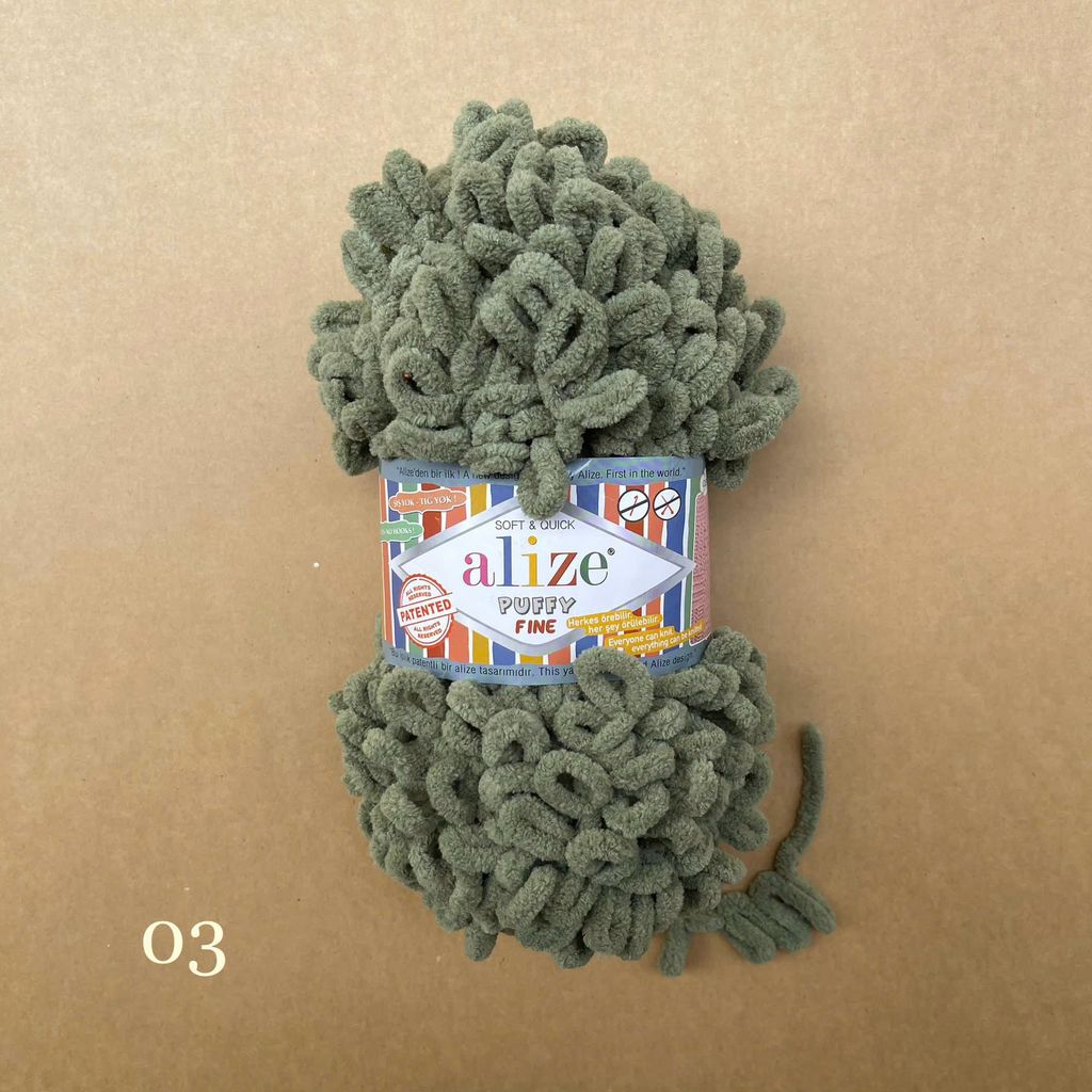 Cuộn len tết bằng tay Puffy Fine hãng Alize Yarns tết áo, khăn, vỏ gối, chăn, thảm, túi