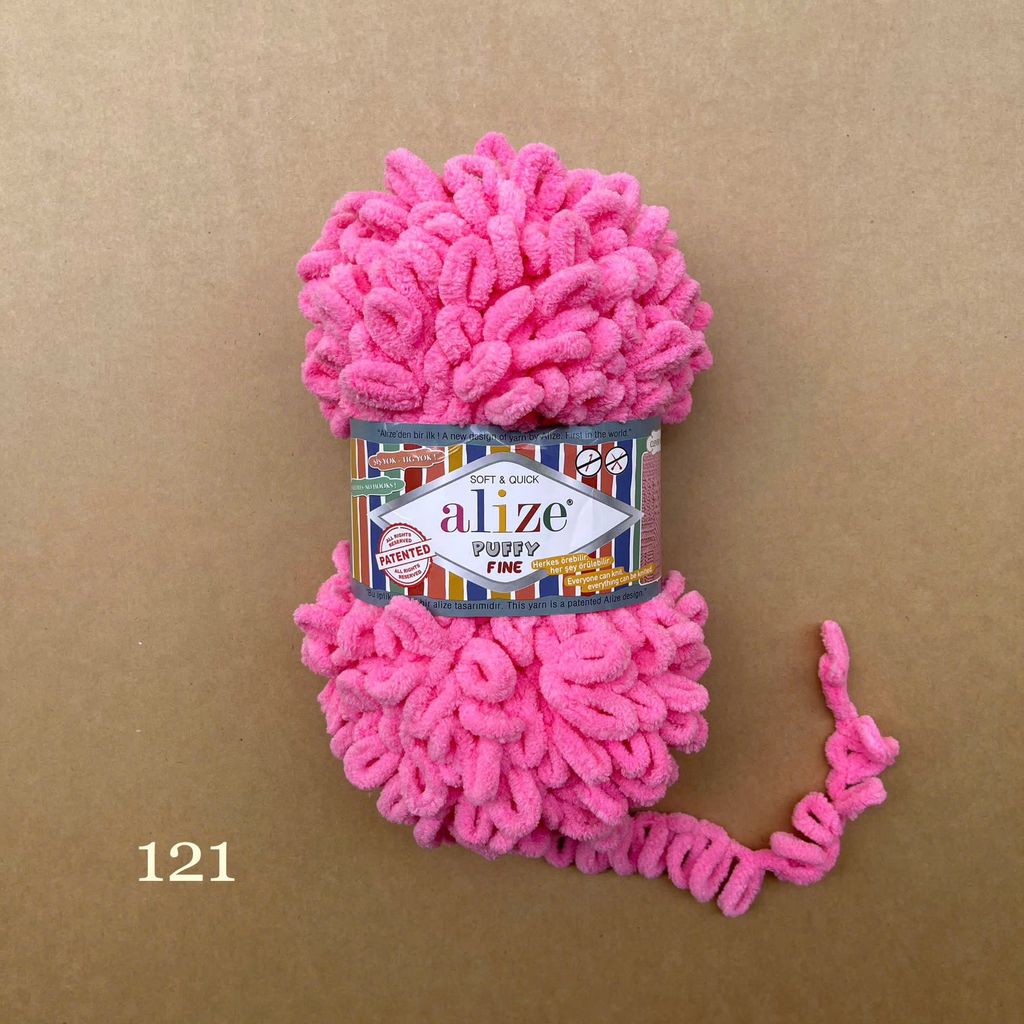 Cuộn len tết bằng tay Puffy Fine hãng Alize Yarns tết áo, khăn, vỏ gối, chăn, thảm, túi