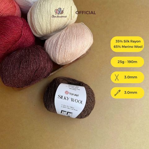Len lông cừu Silky Wool nhập khẩu từ Yarnart đan móc áo, váy, khăn